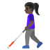 👩🏿‍🦯 woman with white cane: dark skin tone display on Google